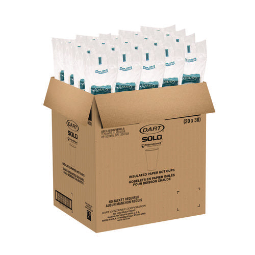 Image of SOLO® Thermoguard Insulated Paper Hot Cups, 16 oz, White Sustainable Forest Design, 600/Carton