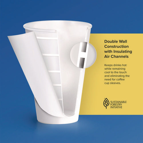 Image of SOLO® Thermoguard Insulated Paper Hot Cups, 12 oz, White Sustainable Forest Design, 600/Carton