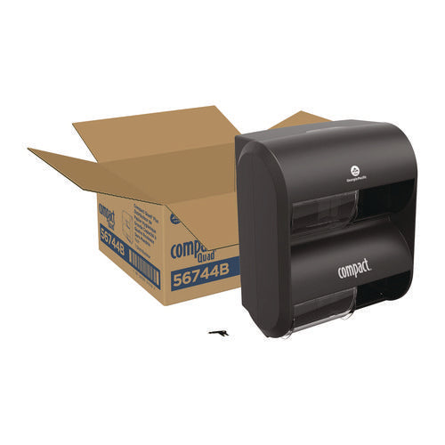 Image of Georgia Pacific® Professional Compact Quad Vertical Four Roll Coreless Tissue Dispenser, 12.31 x 14.81 x 7.86, Black
