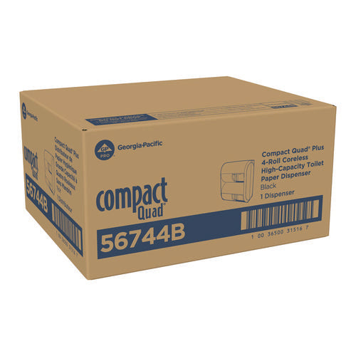 Image of Georgia Pacific® Professional Compact Quad Vertical Four Roll Coreless Tissue Dispenser, 12.31 x 14.81 x 7.86, Black