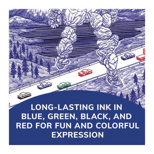 Image of BIC® 4-Color Multi-Color Ballpoint Pen, Retractable, Medium 1mm, Black/Blue/Green/Red Ink, Blue/White Barrel