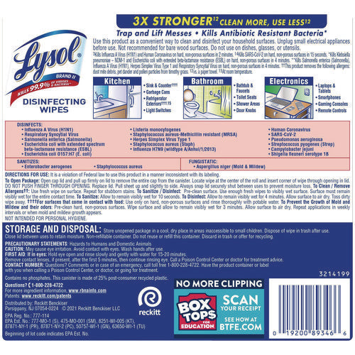 Image of LYSOL® Brand Disinfecting Wipes, 1-Ply, 7 x 7.25, Crisp Linen, White, 80 Wipes/Canister, 6 Canisters/Carton