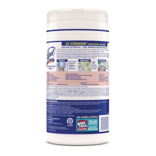 Image of LYSOL® Brand Disinfecting Wipes, 1-Ply, 7 x 7.25, Early Morning Breeze, White, 80 Wipes/Canister, 6 Canisters/Carton