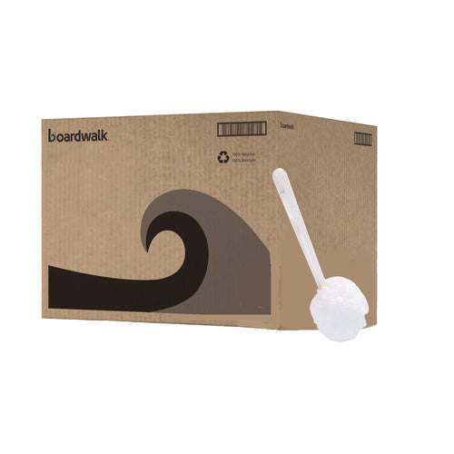Image of Boardwalk® Deluxe Toilet Bowl Mop, 12" Handle, 2" Mop Head, White, 25/Carton