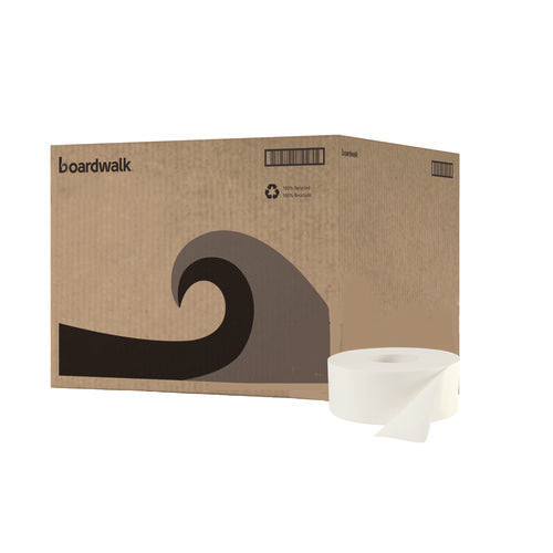 Image of Boardwalk® JRT Bath Tissue, Jumbo, Septic Safe, 2-Ply, White, 3.3" x 1,000 ft, 12 Rolls/Carton