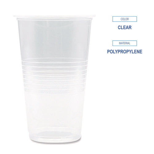 Image of Boardwalk® Translucent Plastic Cold Cups, 20 oz, Clear, 1,000/Carton