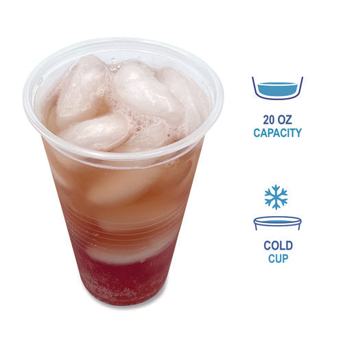 Image of Boardwalk® Translucent Plastic Cold Cups, 20 oz, Clear, 1,000/Carton