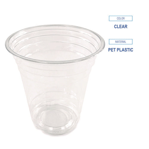 Image of Boardwalk® Clear Plastic Cold Cups, Squat, 12 oz, 1,000/Carton