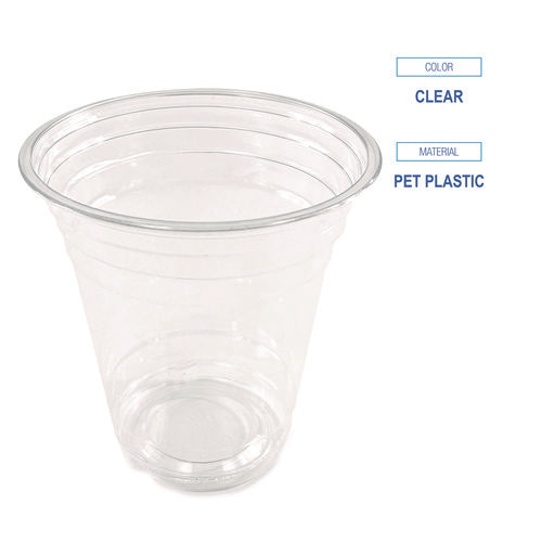 Image of Boardwalk® Clear Plastic PET Cups, 12 oz, 50/Pack