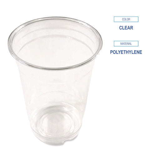 Image of Boardwalk® Clear Plastic PET Cups, 14 oz, 50/Pack