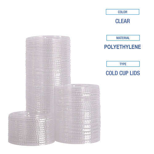 Image of Boardwalk® Crystal-Clear Cold Cup Straw-Slot Lids, Fits 9 oz to 10 oz Cold Cups, Plastic, Clear, 1,000/Carton