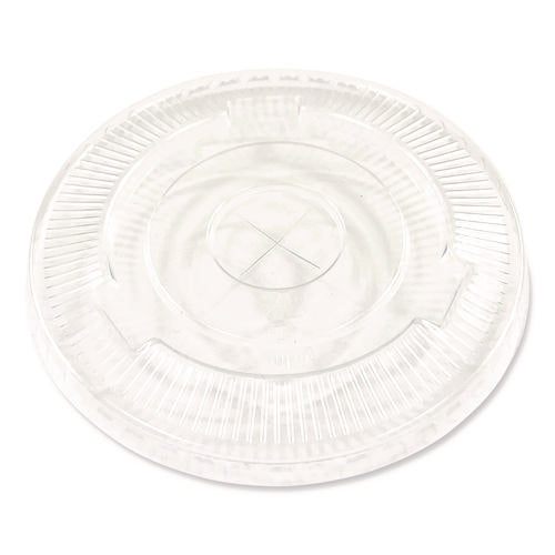 Image of Boardwalk® Crystal-Clear Cold Cup Straw-Slot Lids, Fits 9 oz to 10 oz Cold Cups, Plastic, Clear, 1,000/Carton