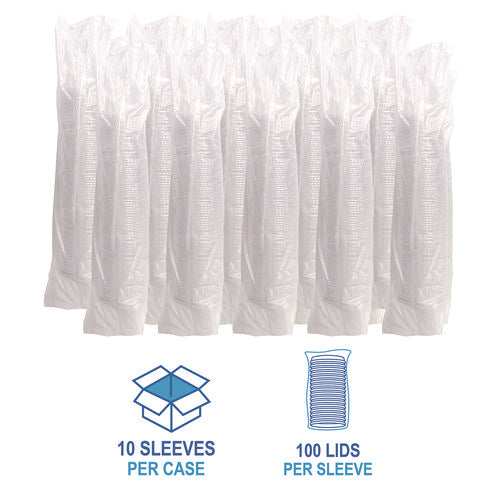Image of Boardwalk® Crystal-Clear Cold Cup Straw-Slot Lids, Fits 9 oz Squat/12 oz Cold Cups, Plastic, Clear, 1,000/Carton