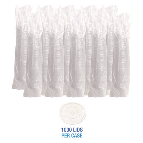 Image of Boardwalk® Crystal-Clear Cold Cup Straw-Slot Lids, Fits 9 oz Squat/12 oz Cold Cups, Plastic, Clear, 1,000/Carton
