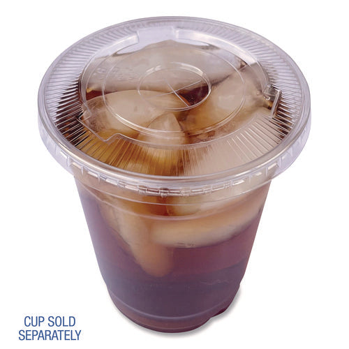 Image of Boardwalk® Crystal-Clear Cold Cup Straw-Slot Lids, Fits 9 oz Squat/12 oz Cold Cups, Plastic, Clear, 1,000/Carton