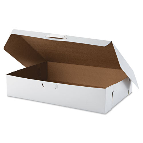 Image of SCT® White One-Piece Non-Window Bakery Boxes, 1/2-Sheet Cake Box, 19 x 14 x 4, White, Paper, 50/Carton
