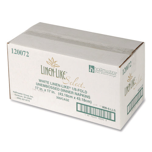 Image of Hoffmaster® Dinner Napkins, 17 x 17, White, 1/8 Fold, 300/Carton