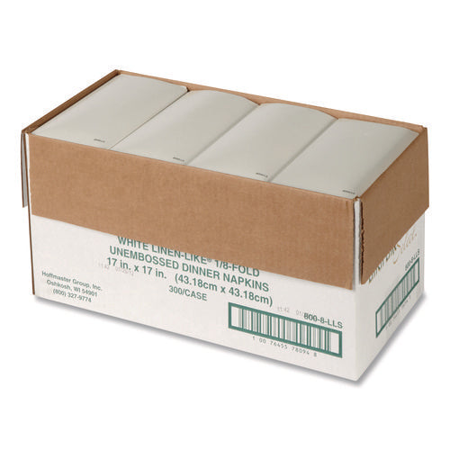 Image of Hoffmaster® Dinner Napkins, 17 x 17, White, 1/8 Fold, 300/Carton