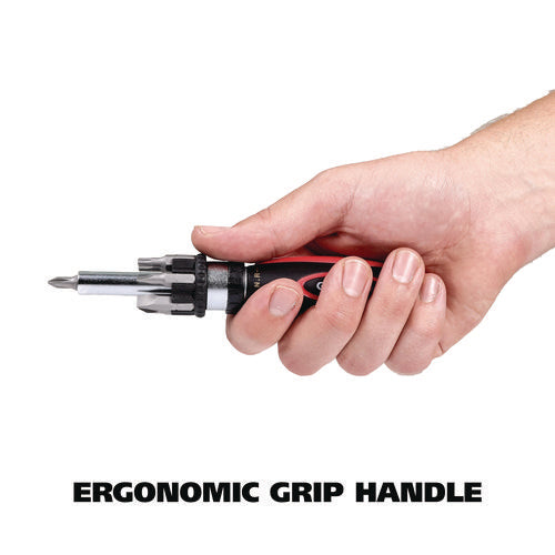 Image of Great Neck® Ratcheting Screw/Nut Driver Set, Phillips/Slotted/Star Bits, 7" Long, Black/Red