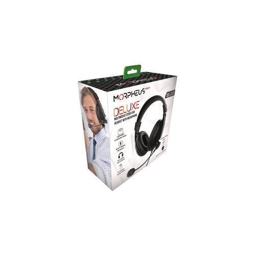 Image of Morpheus 360® Deluxe Multimedia Stereo USB Headset with Adjustable Boom Microphone, Over the Head, Binaural