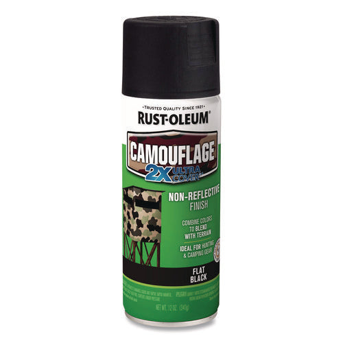 Image of Rust-Oleum® Camouflage Spray Paint, Flat Black, 12 oz Aerosol Can
