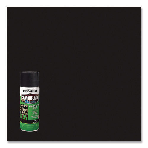 Image of Rust-Oleum® Camouflage Spray Paint, Flat Black, 12 oz Aerosol Can, 6/Carton