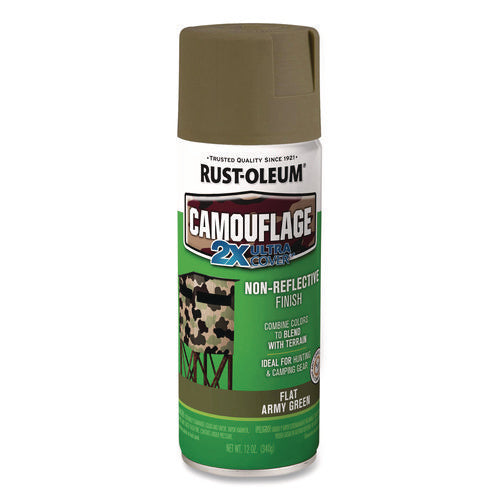 Image of Rust-Oleum® Camouflage Spray Paint, Flat Army Green, 12 oz Aerosol Can, 6/Carton