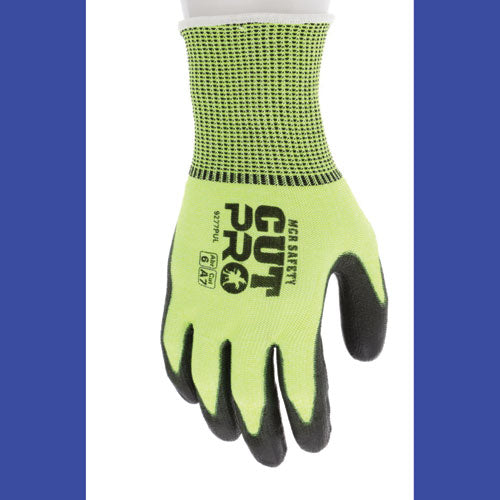 Image of MCR Safety Cut Pro 9277PU Gloves, X-Large, Black/Lime, Dozen