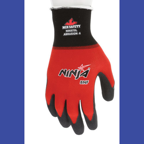 Image of MCR Safety Ninja BNF N96970 Gloves, X-Large, Black/Red, Dozen