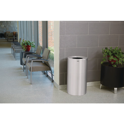 Image of Rubbermaid® Commercial Atrium Aluminum Container with Liner, 35 gal, Aluminum, Satin Aluminum