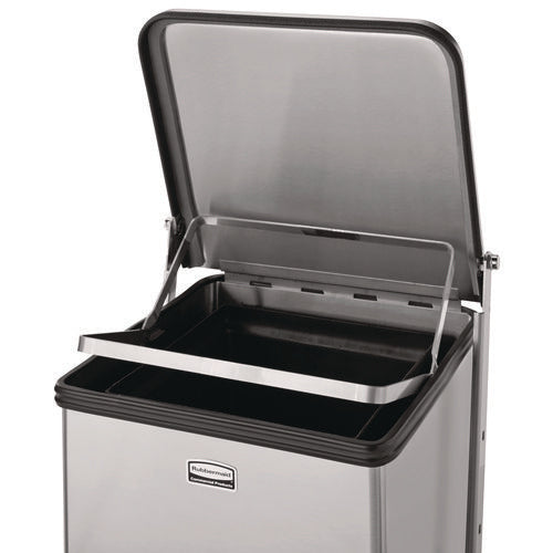 Image of Rubbermaid® Commercial Defenders Heavy-Duty Steel Step Can, 6.5 gal, Stainless Steel
