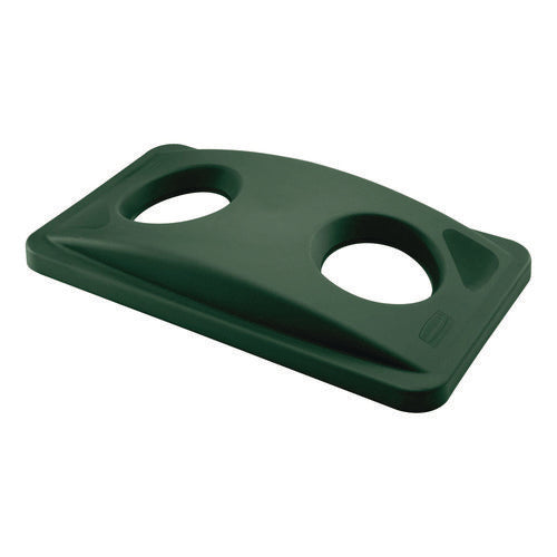 Image of Rubbermaid® Commercial Slim Jim Bottle And Can Recycling Top, 20.38w X 11.38d X 2.75h, Green
