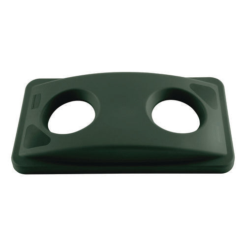 Image of Rubbermaid® Commercial Slim Jim Bottle And Can Recycling Top, 20.38w X 11.38d X 2.75h, Green