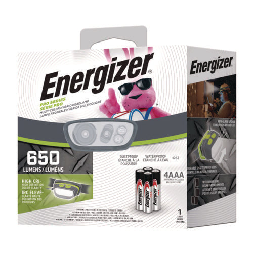 Image of Energizer® Pro Series Multi-Color Hybrid Headlamp, Rechargeable Lithium Ion/4 AAA Batteries (Included), Gray/Green