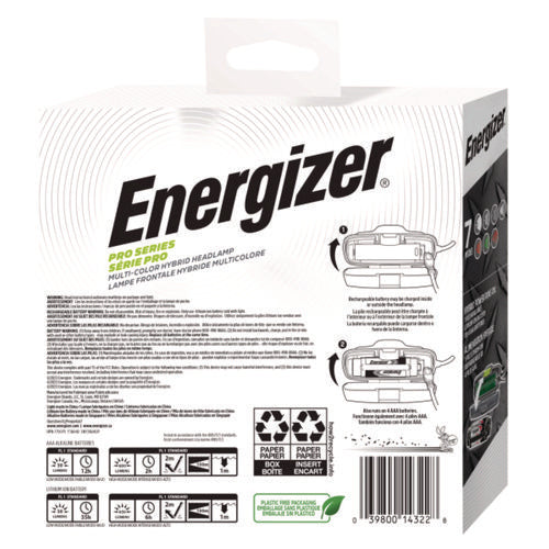 Image of Energizer® Pro Series Multi-Color Hybrid Headlamp, Rechargeable Lithium Ion/4 AAA Batteries (Included), Gray/Green