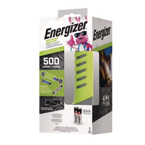 Image of Energizer® Pro Series Hybrid Handheld, Rechargeable Lithium Ion/2 AA Batteries (Included), Gray/Green