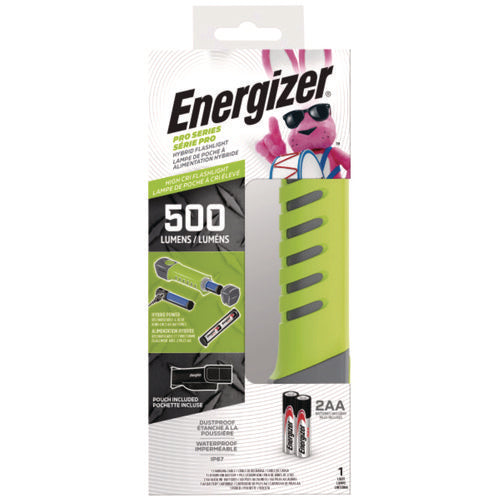 Image of Energizer® Pro Series Hybrid Handheld, Rechargeable Lithium Ion/2 AA Batteries (Included), Gray/Green
