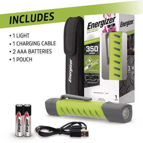 Image of Energizer® Pro Series Inspection Light, Rechargeable Lithium Ion/2 AAA Batteries (Included), Gray/Green