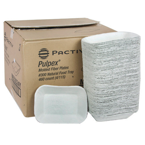 Image of Pactiv Evergreen earthchoice pulpex steep wall food tray, 9.13 x 6.88 x 1.75, natural, paper, 460/carton