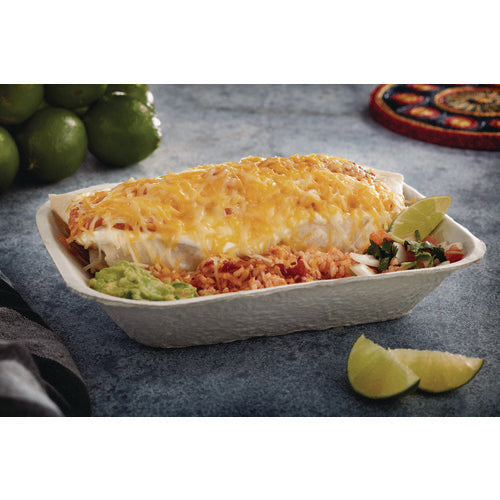 Image of Pactiv Evergreen earthchoice pulpex steep wall food tray, 9.13 x 6.88 x 1.75, natural, paper, 460/carton