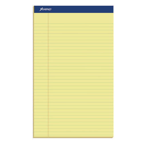 Image of Ampad® Perforated Writing Pads, Wide/legal Rule, 50 Canary-Yellow 8.5 X 14 Sheets, Dozen