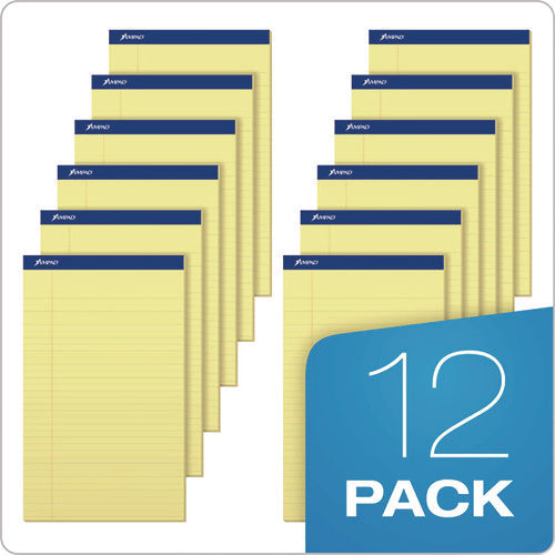 Image of Ampad® Perforated Writing Pads, Wide/legal Rule, 50 Canary-Yellow 8.5 X 14 Sheets, Dozen