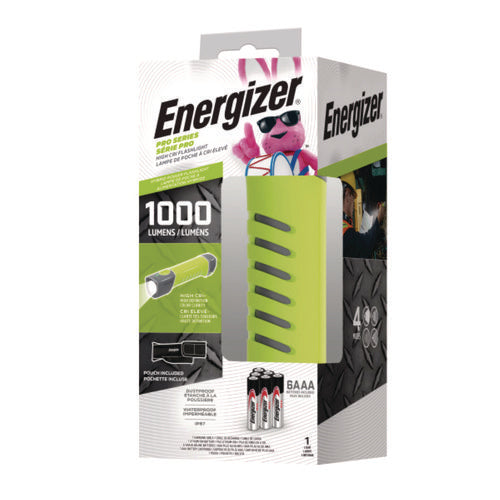 Image of Energizer® Pro Series Handheld High CRI Flashlight, Rechargeable Lithium Ion/6 AAA Batteries Included, Gray/Green