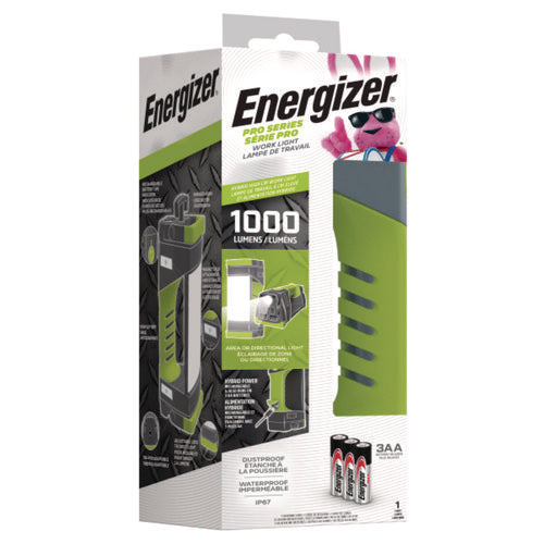 Image of Energizer® Pro Series Work Light, Rechargeable Lithium Ion/3 AA Batteries (Included), Gray/Green