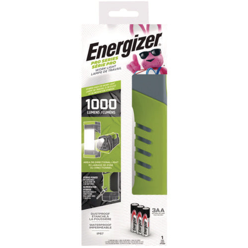 Image of Energizer® Pro Series Work Light, Rechargeable Lithium Ion/3 AA Batteries (Included), Gray/Green