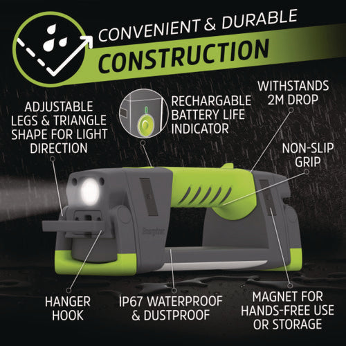 Image of Energizer® Pro Series Work Light, Rechargeable Lithium Ion/3 AA Batteries (Included), Gray/Green