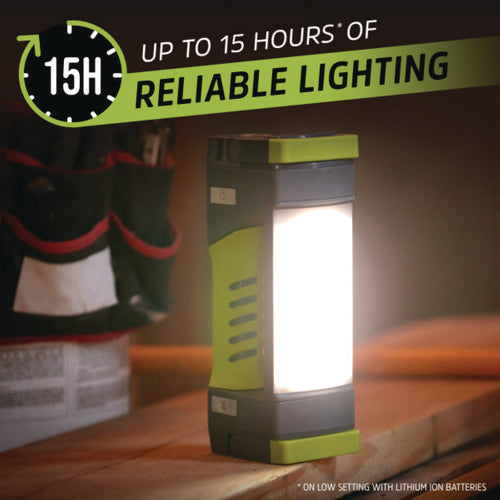 Image of Energizer® Pro Series Work Light, Rechargeable Lithium Ion/3 AA Batteries (Included), Gray/Green
