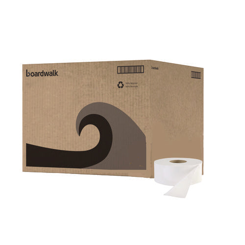Image of Boardwalk® Jumbo Roll Bathroom Tissue, Septic Safe, 2-Ply, White, 3.2" X 525 Ft, 12 Rolls/carton
