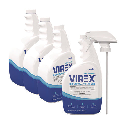 Image of Diversey Virex All-Purpose Disinfectant Cleaner, Lemon Scent, 32 Oz Spray Bottle, 4/carton