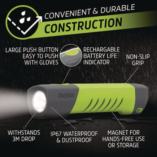 Image of Energizer® Pro Series Hybrid Handheld, Rechargeable Lithium Ion/2 AA Batteries (Included), Gray/Green